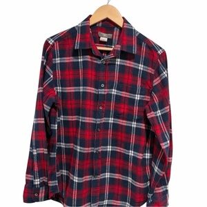 2/$25 TNL Mode Classic Red and Blue Plaid Flannel Men's Shirt Buttons Cotton